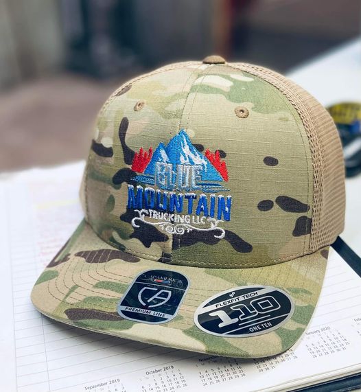 Blue mountain trucking camo hat